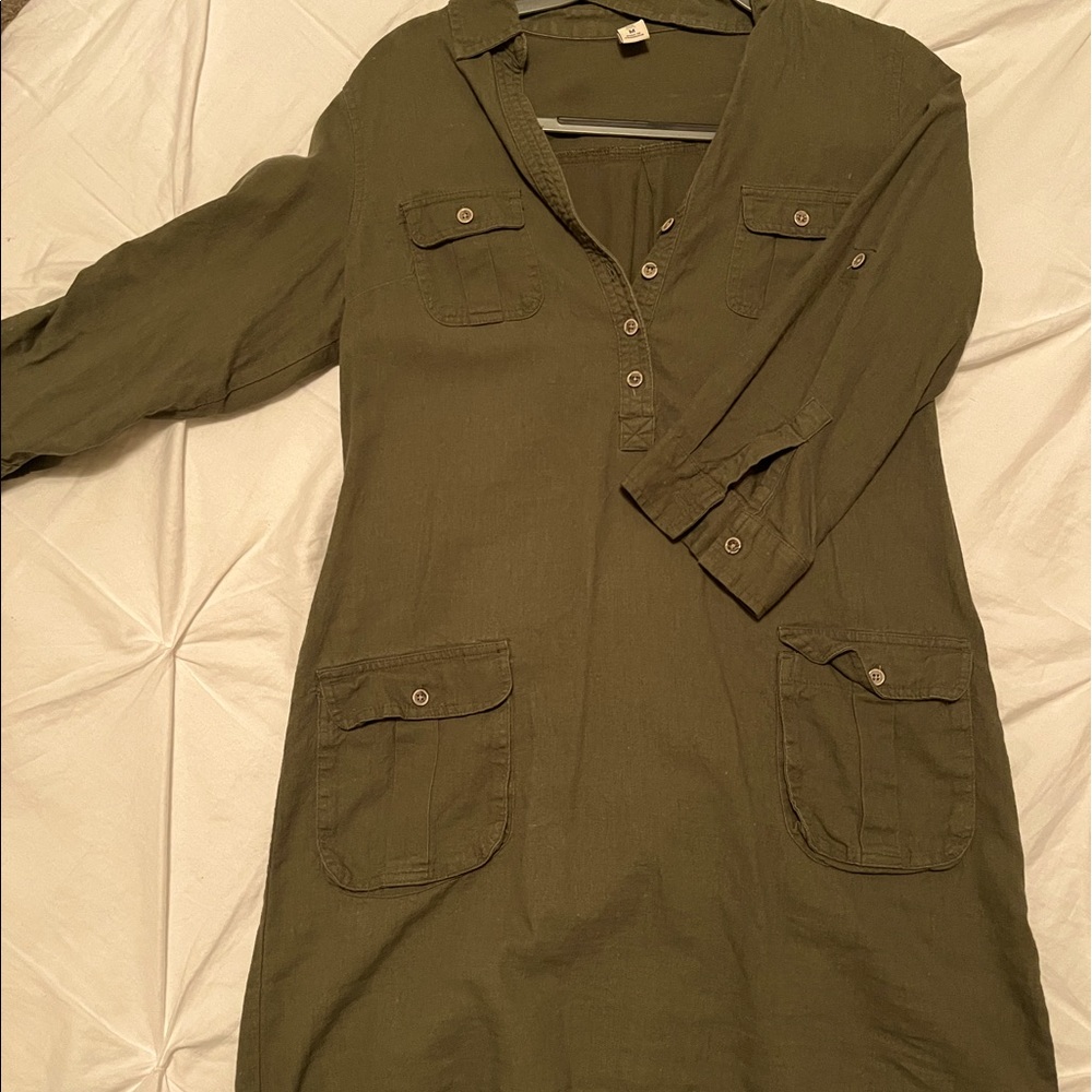 OLIVE UTILITY DRESS